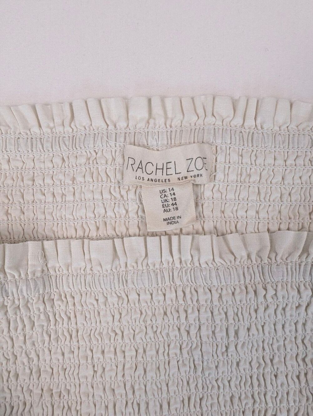 Rachel Zoe White Smocked Puff Sleeve Cottage Midi Dress Floral Embroidery 14 - Picture 4 of 9